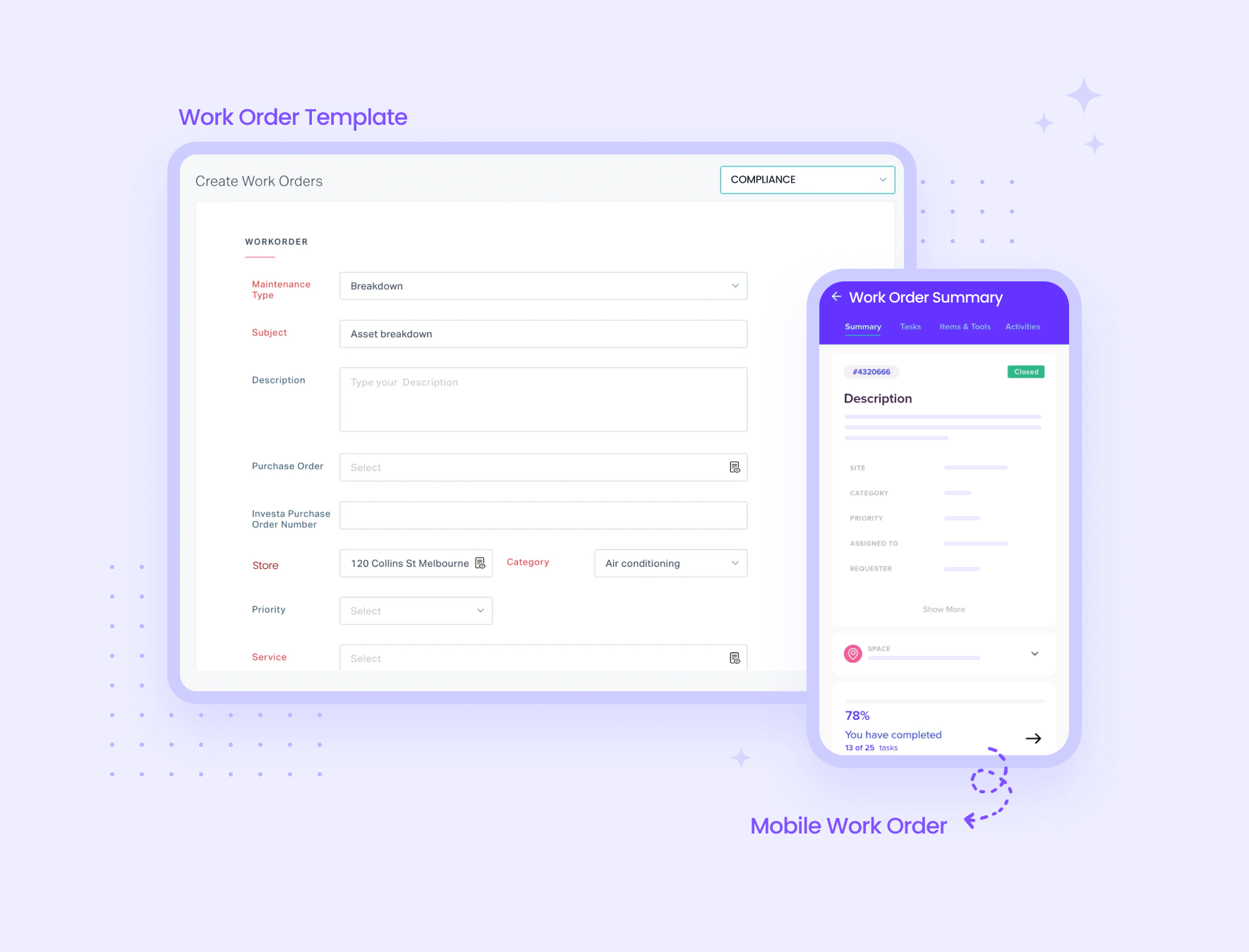 Automated workflows for work orders based on alarms