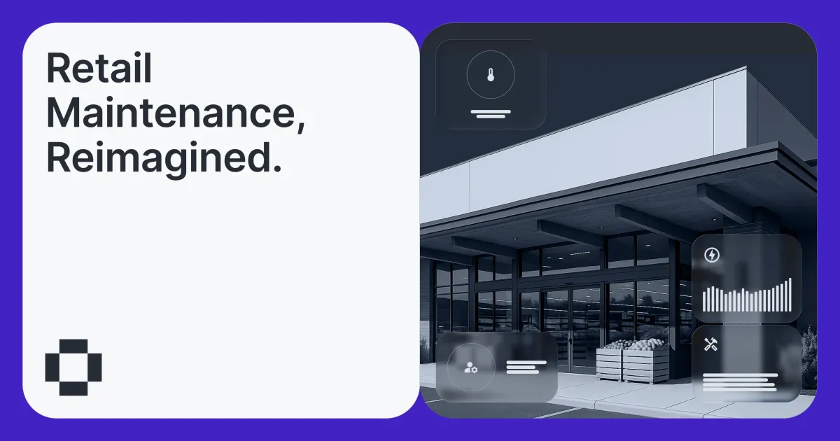 Retail storefront with digital icons, illustrating connected, reimagined maintenance.