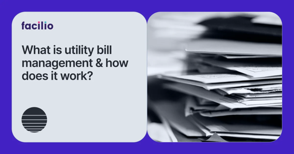 Graphic showing question about utility bill management beside stacked paperwork